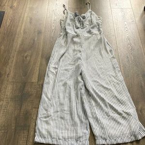 Navy striped polyester jumpsuit